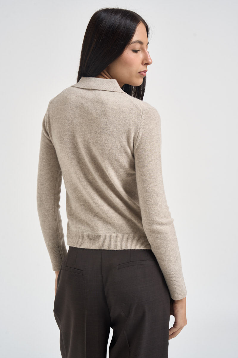 Maglia donna polo sabbia mèlange SPONDA 006 EMME 