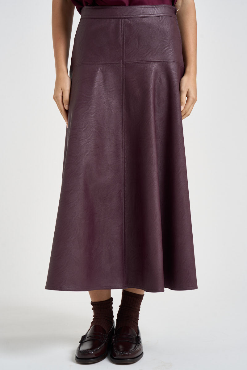 Gonna donna midi in ecopelle bordeaux 15312 BORDEAUX FORTE FORTE 