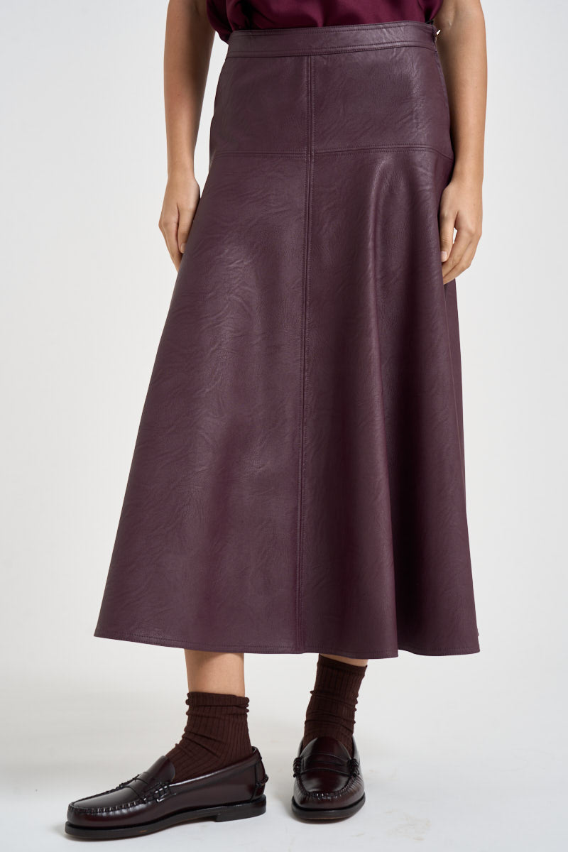 Gonna donna midi in ecopelle bordeaux 15312 BORDEAUX FORTE FORTE 