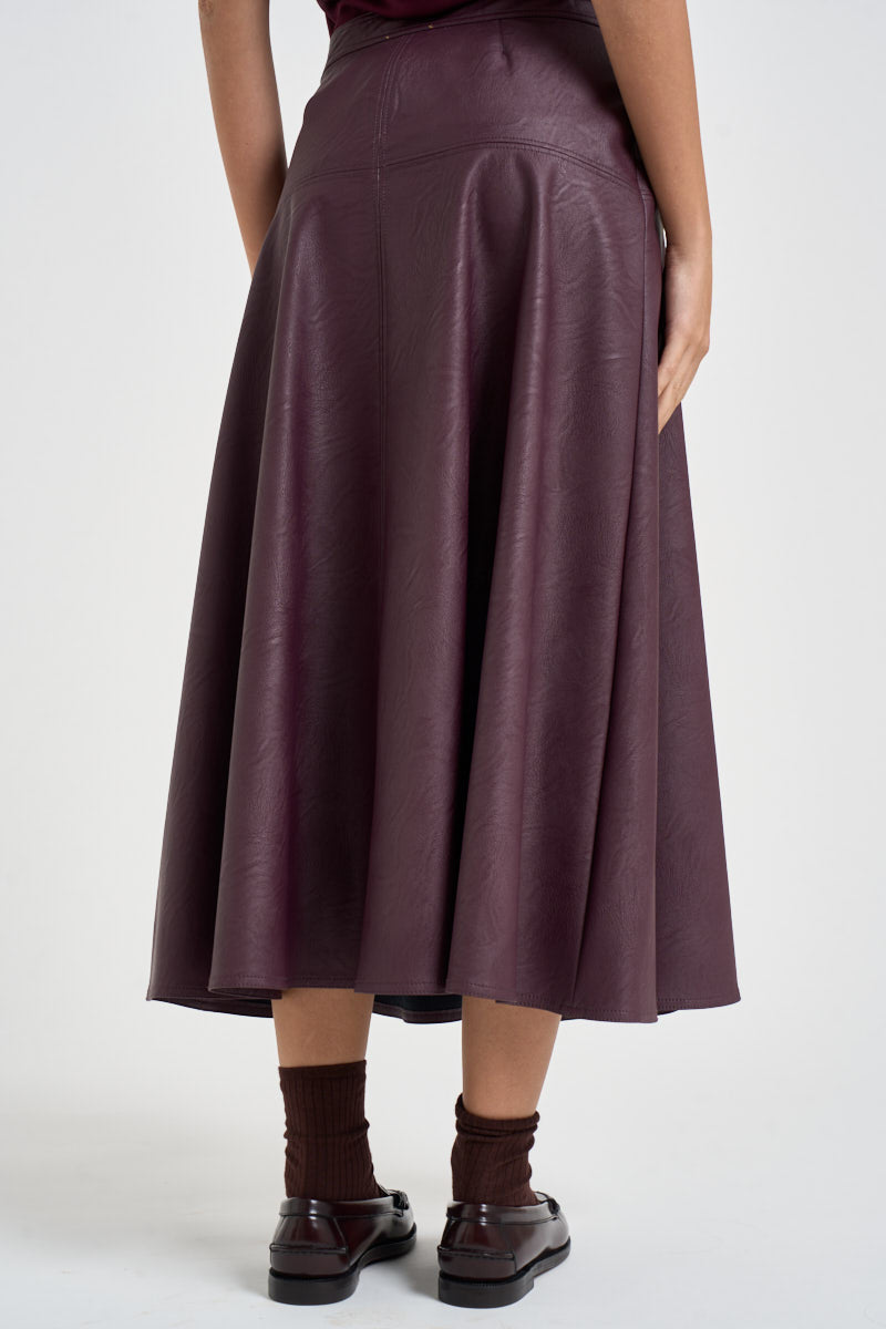 Gonna donna midi in ecopelle bordeaux 15312 BORDEAUX FORTE FORTE 