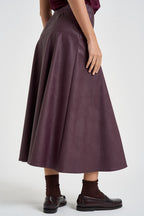 Gonna donna midi in ecopelle bordeaux 15312 BORDEAUX FORTE FORTE 