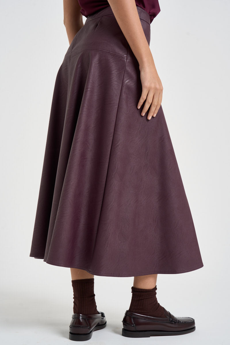 Gonna donna midi in ecopelle bordeaux 15312 BORDEAUX FORTE FORTE 
