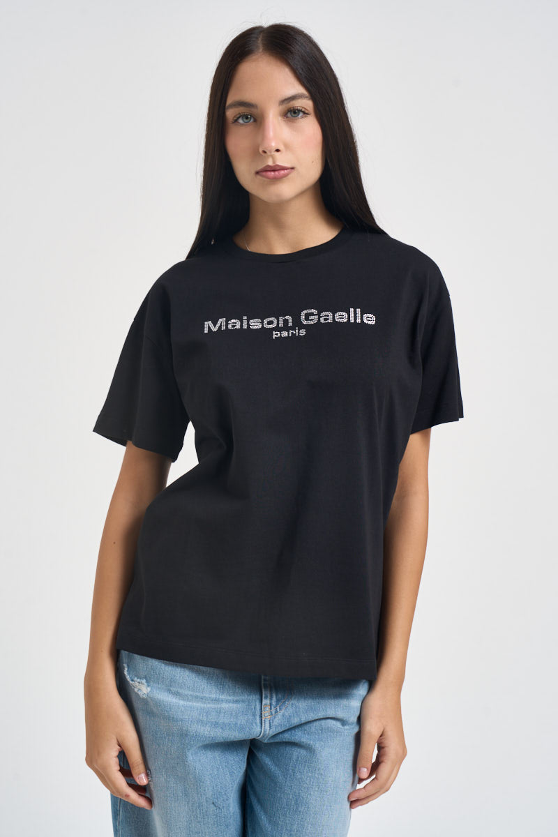 T-shirt donna girocollo nera GAABW11326 NERO GAELLE 