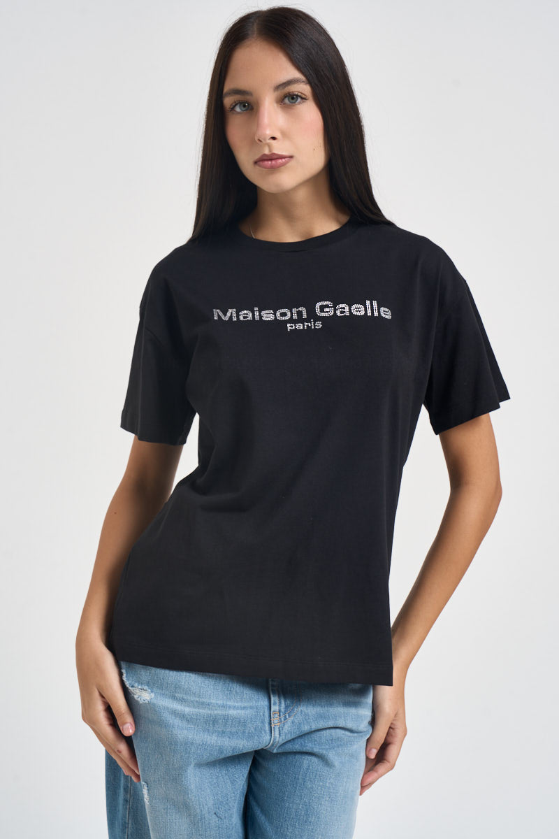 T-shirt donna girocollo nera GAABW11326 NERO GAELLE 
