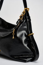 Borsa donna a spalla lucida nera GAACW03287 NERO GAELLE 