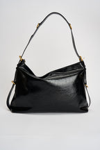Borsa donna a spalla lucida nera GAACW03287 NERO GAELLE 