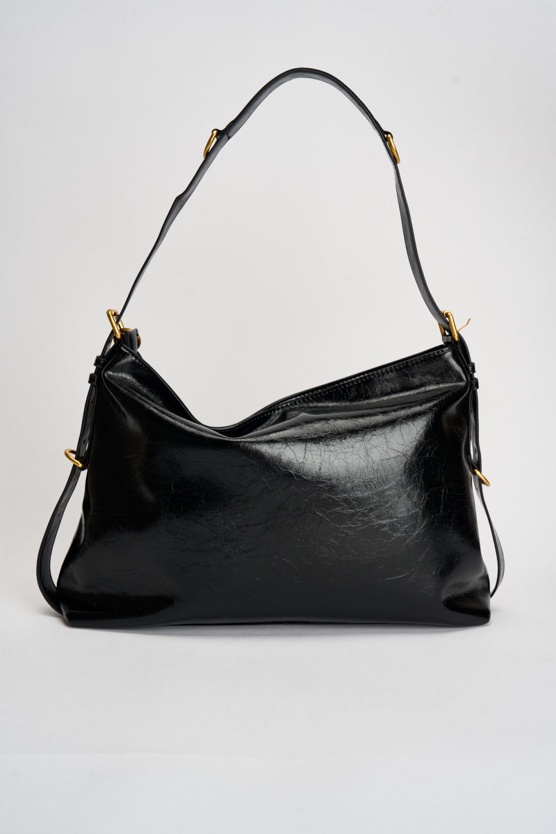 Borsa donna a spalla lucida nera GAACW03287 NERO GAELLE 