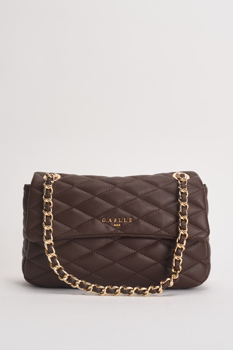 Borsa donna trapuntata in ecopelle marrone GAACW03314 MORO GAELLE 
