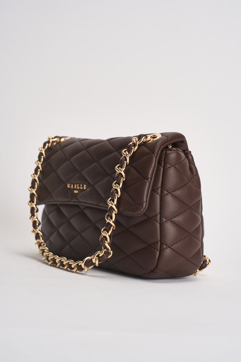 Borsa donna trapuntata in ecopelle marrone GAACW03314 MORO GAELLE 