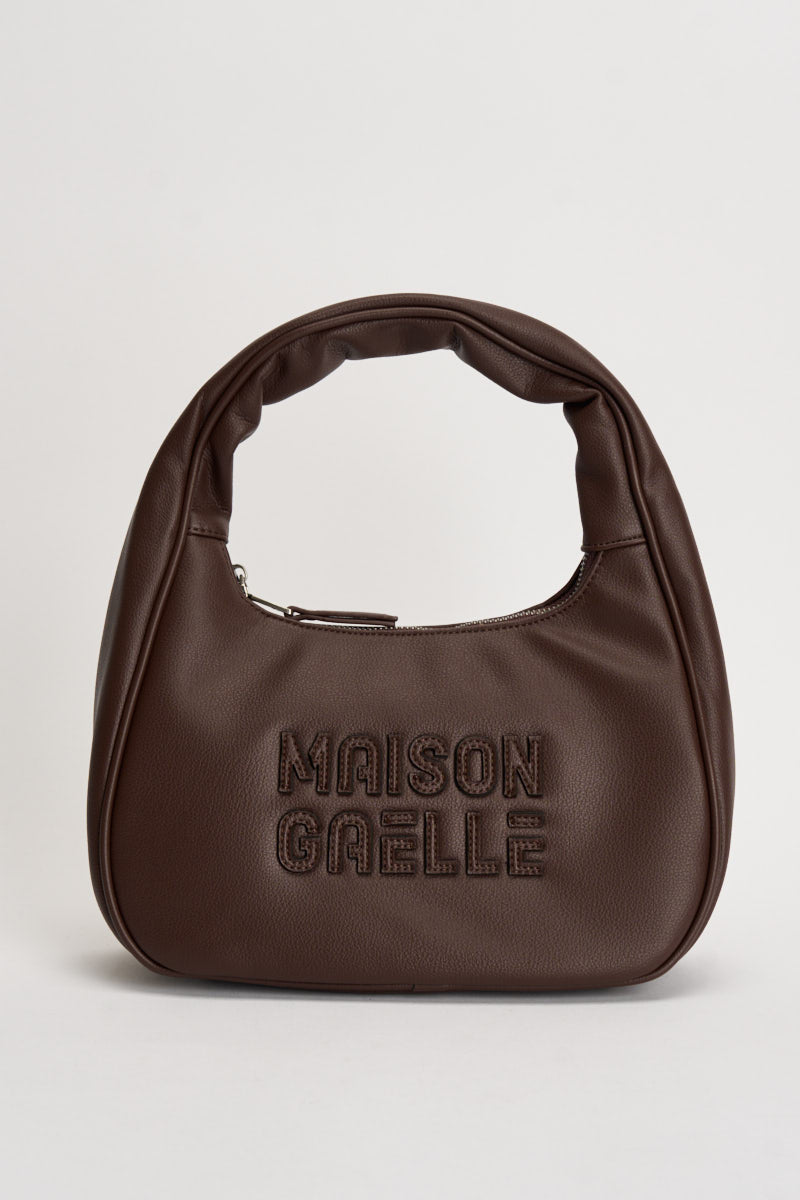 Borsa donna hobo in semilpelle marrone GACCW03242 MORO GAELLE 