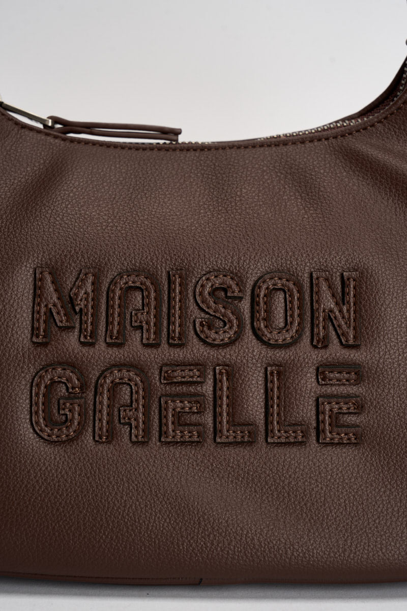 Borsa donna hobo in semilpelle marrone GACCW03242 MORO GAELLE 