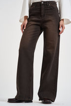 Jeans donna palazzo marrone scuro SELENE 17BLACK DENIM GOD SAVE DENIM 