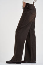 Jeans donna palazzo marrone scuro SELENE 17BLACK DENIM GOD SAVE DENIM 