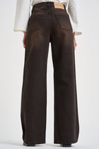 Jeans donna palazzo marrone scuro SELENE 17BLACK DENIM GOD SAVE DENIM 