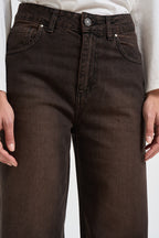 Jeans donna palazzo marrone scuro SELENE 17BLACK DENIM GOD SAVE DENIM 