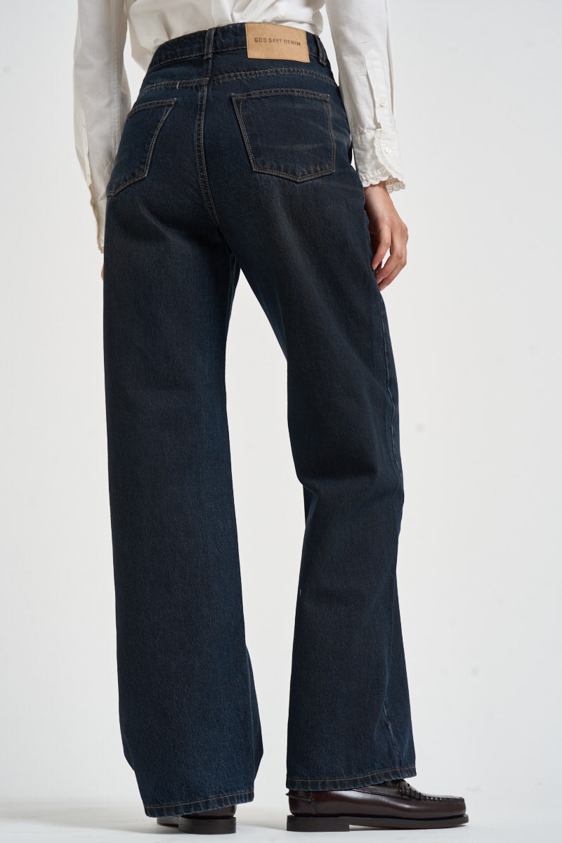 Jeans donna palazzo in denim blu scuro SELENE 20ZEFIRO GOD SAVE DENIM 