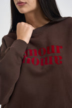Felpa donna scritta "amore" marrone AMERY CHOCOLAT GRACE AND MILA 