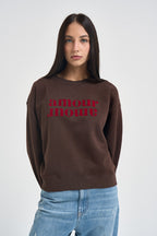 Felpa donna scritta "amore" marrone AMERY CHOCOLAT GRACE AND MILA 