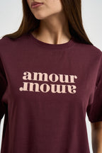 T-shirt donna con stampa bordeaux ANIS AUBERGINE GRACE AND MILA 