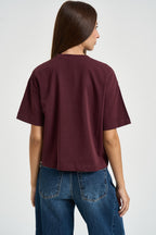 T-shirt donna con stampa bordeaux ANIS AUBERGINE GRACE AND MILA 