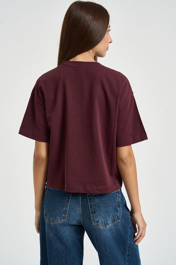 T-shirt donna con stampa bordeaux - 3