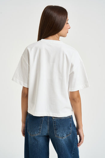 T-shirt donna con stampa bianca - 3