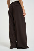 Pantalone donna palazzo con laccio in vita marrone ARDOISE CHOCOLAT GRACE AND MILA 