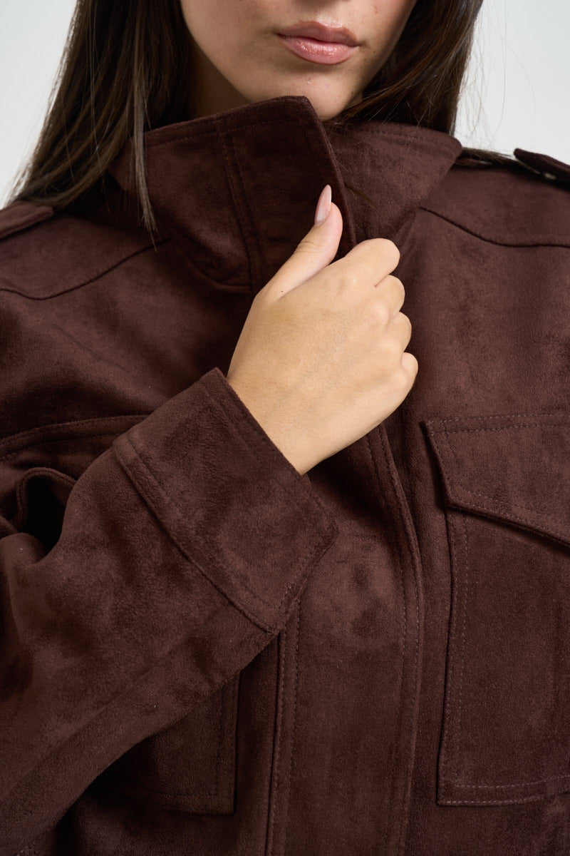 Bomber donna in suede cioccolato ARIELLE CHOCOLAT GRACE AND MILA 