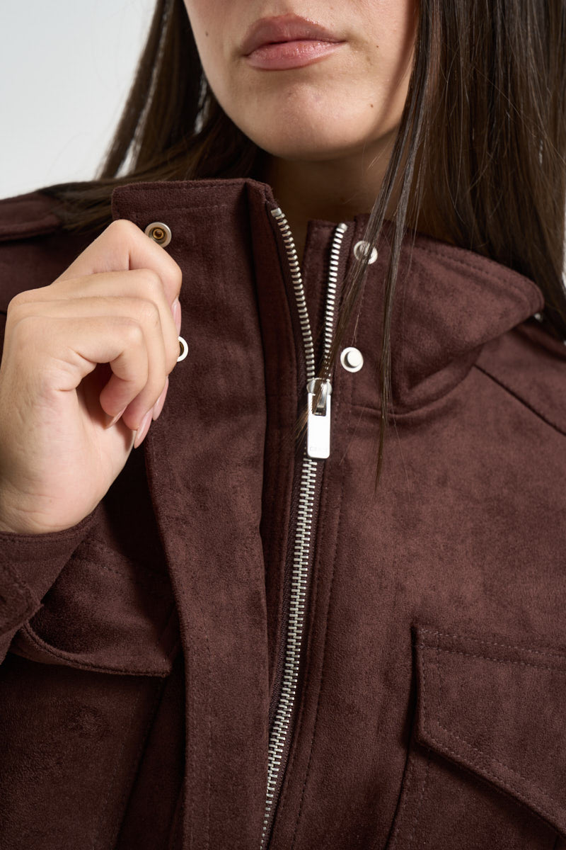 Bomber donna in suede cioccolato ARIELLE CHOCOLAT GRACE AND MILA 