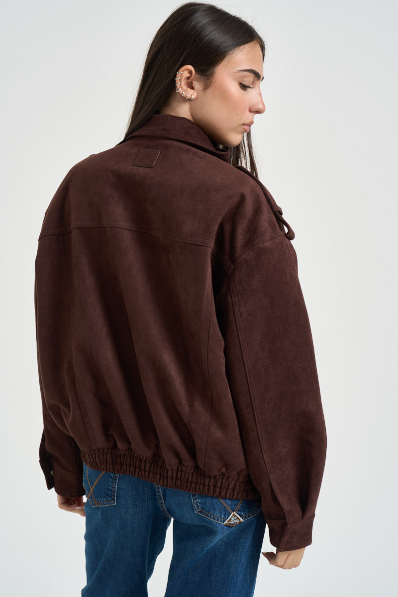 Bomber donna in suede cioccolato ARIELLE CHOCOLAT GRACE AND MILA 