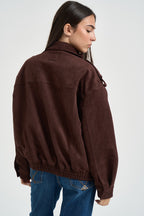 Bomber donna in suede cioccolato ARIELLE CHOCOLAT GRACE AND MILA 