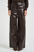 Pantaloni donna in ecopelle marrone scuro ARTIUS CHOCOLAT GRACE AND MILA 