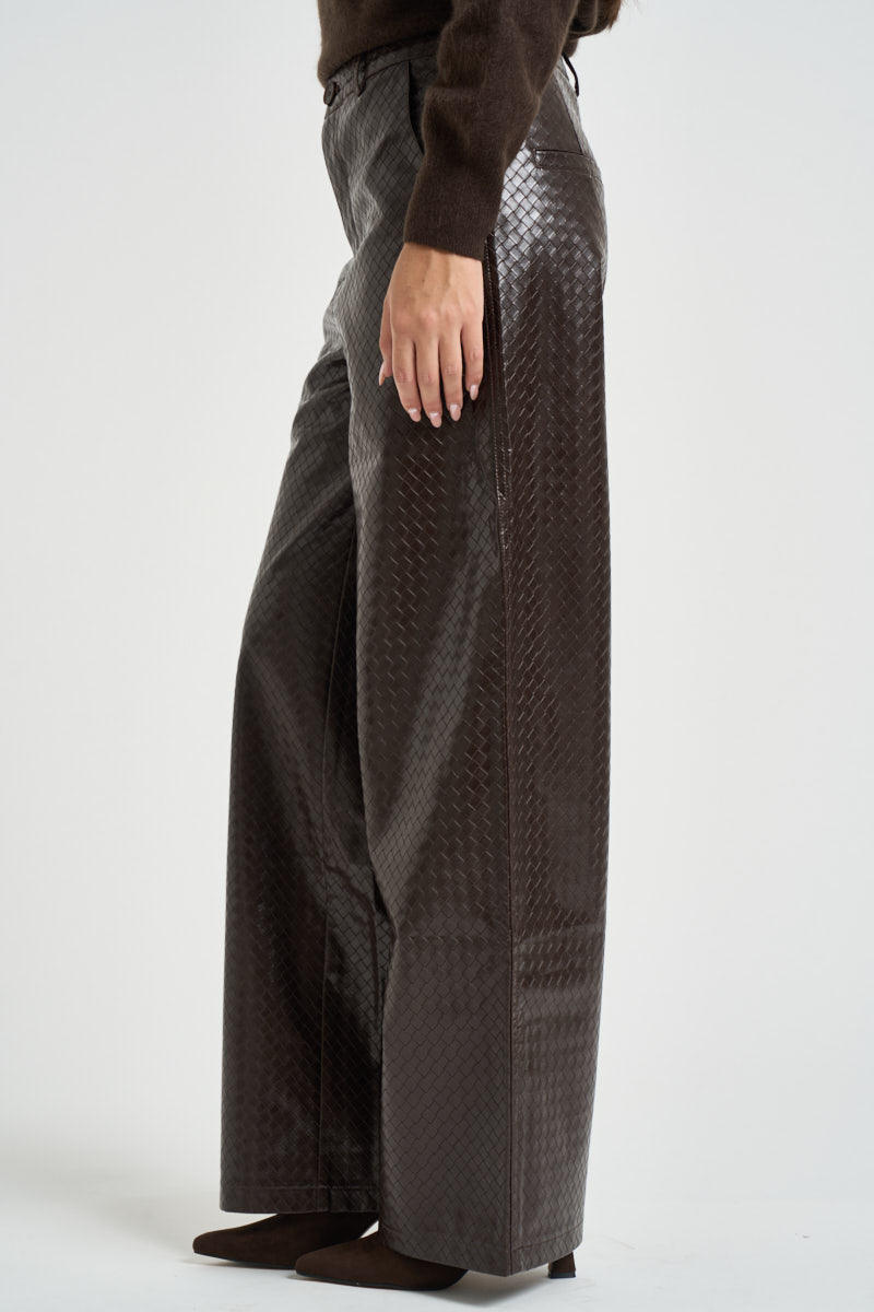 Pantaloni donna in ecopelle marrone scuro ARTIUS CHOCOLAT GRACE AND MILA 