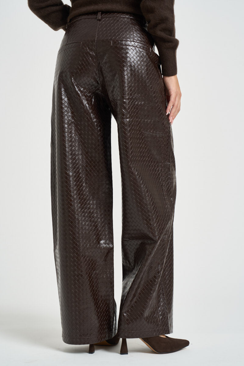 Pantaloni donna in ecopelle marrone scuro ARTIUS CHOCOLAT GRACE AND MILA 
