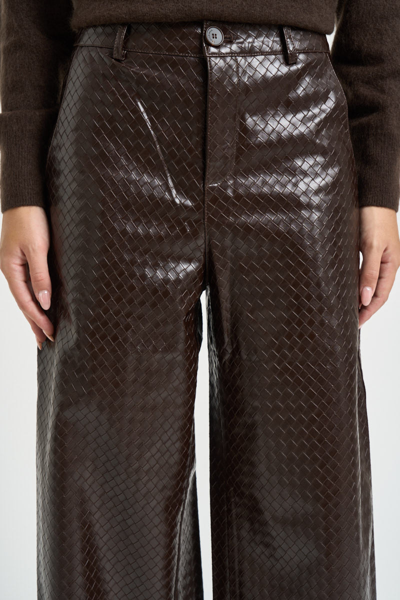 Pantaloni donna in ecopelle marrone scuro ARTIUS CHOCOLAT GRACE AND MILA 