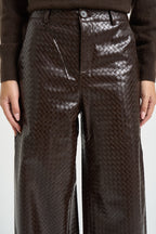 Pantaloni donna in ecopelle marrone scuro ARTIUS CHOCOLAT GRACE AND MILA 