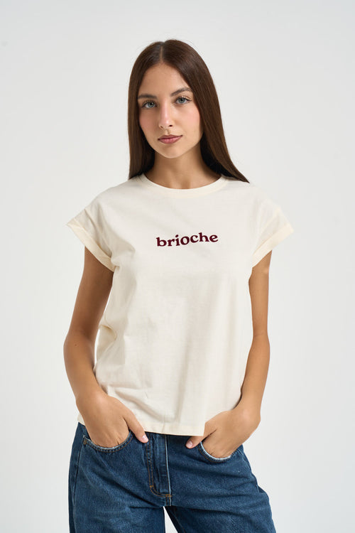 T-shirt donna con stampa panna - 1