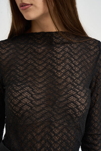 Maglia donna in pizzo nero - 3