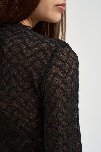 Maglia donna in pizzo nero - 5