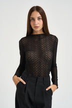 Maglia donna in pizzo nero AUBE NOIR GRACE AND MILA 