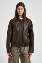 Giacchino donna in ecopelle marrone AXEL CHOCOLAT GRACE AND MILA 