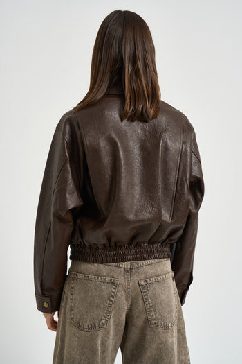 Giacchino donna in ecopelle marrone - 5