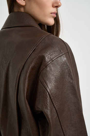 Giacchino donna in ecopelle marrone - 7