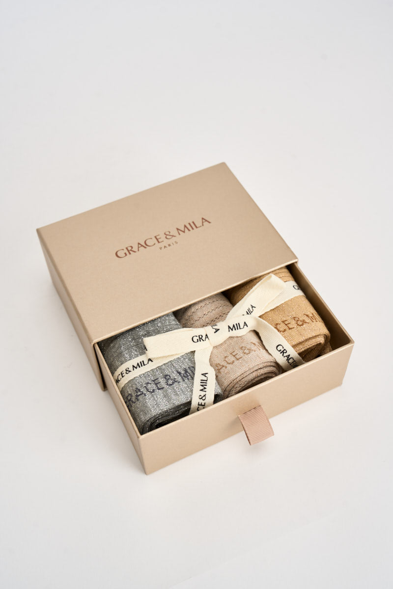 Set calze donna in maglia grigio, rosa antico e cammello BLINDY MULTICO GRACE AND MILA 
