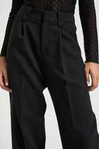 Pantalone donna con pinces e bottoni nero NILAY NOIR GRACE AND MILA 