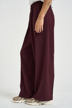 Pantalone donna vita elasticizzata vinaccia NOBLESSE AUBERGINE GRACE AND MILA 