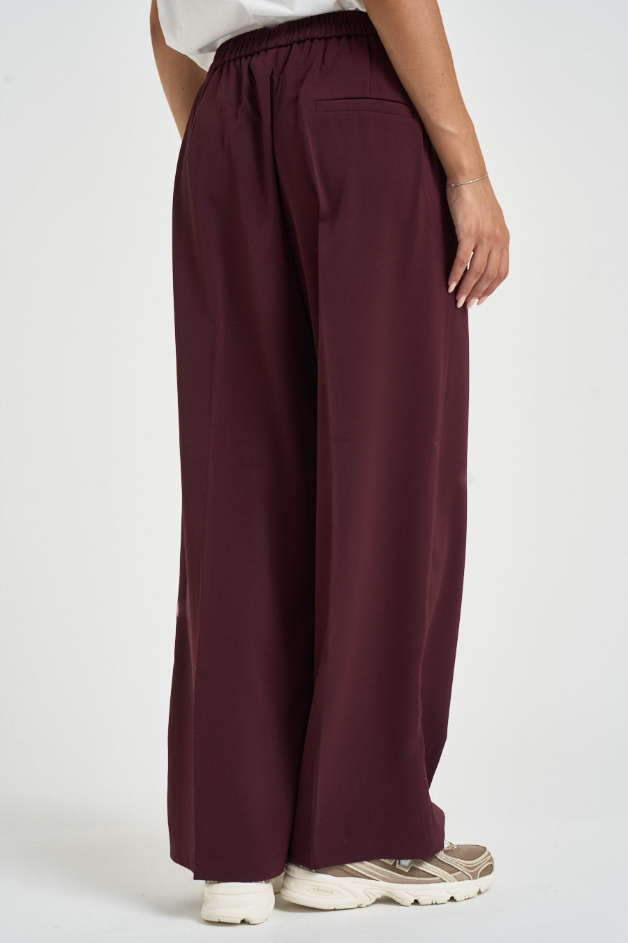 Pantalone donna vita elasticizzata vinaccia NOBLESSE AUBERGINE GRACE AND MILA 