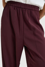Pantalone donna vita elasticizzata vinaccia NOBLESSE AUBERGINE GRACE AND MILA 