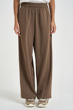Pantalone donna vita elasticizzata marrone NOBLESSE TAUPE GRACE AND MILA 