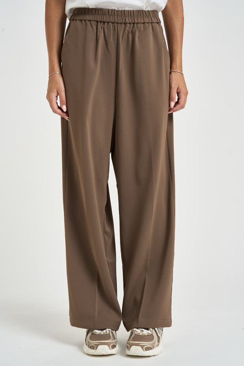 Pantalone donna vita elasticizzata marrone